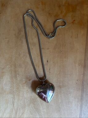 Vintage Silver Heart Locket Necklace